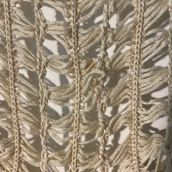 Umgee Crochet Fringe Cream and Tan Open Vest (S) - Picture 5 of 8